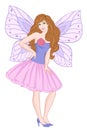 Pretty fairy, hand drawn vector illustration on a white background Royalty Free Stock Photo