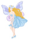 Pretty fairy, hand drawn vector illustration on a white background Royalty Free Stock Photo