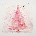 Pretty fantasy pink loose watercolour style christmas tree scene Royalty Free Stock Photo