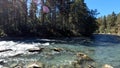 pretty fast mountain ridge river with clear water at summertime day - photo of nature Royalty Free Stock Photo