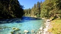 pretty fast mountain stream with clear water at summer day - photo of nature Royalty Free Stock Photo