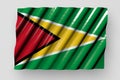 cute glossy flag of Guyana with big folds lying flat isolated on grey - any feast flag 3d illustration