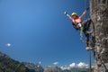 Pretty, female climber on a via ferrata Royalty Free Stock Photo