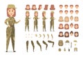 Pretty female military character set for animation