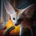 Pretty Fennec fox cub with Haloween pumpkins