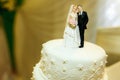 Pretty figures of newlyweds as an element of wedding cake decoration Royalty Free Stock Photo