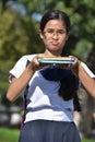 Pretty Filipina Girl Student And Confusion With School Books