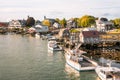 Pretty fishing harbour at sunset