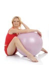 Pretty fitness woman exercise with pilates ball Royalty Free Stock Photo