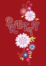 Pretty floral embroidery on a red background