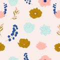 Pretty flowers in a seamless pattern design Royalty Free Stock Photo