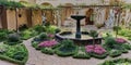 Pretty garden and fountain courtyard in the famous Stolzenfel Castle high above the Rhine River near Koblenz, Germany. Royalty Free Stock Photo