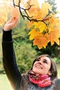 Pretty girl in autumn backogrund Royalty Free Stock Photo