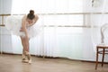 Pretty girl ballet dancer practicing