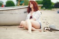 Pretty girl in a beach Royalty Free Stock Photo