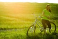 Pretty girl and bicycle Royalty Free Stock Photo