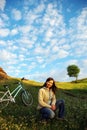 Pretty girl and bicycle Royalty Free Stock Photo