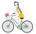 Pretty girl and bicycle Royalty Free Stock Photo