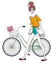 Pretty girl and bicycle Royalty Free Stock Photo