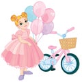 Pretty Cute little girl with bicycle