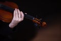 A pretty girl in a black dress playing the violin Royalty Free Stock Photo