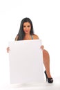 Pretty girl with blank notice board Royalty Free Stock Photo