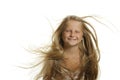 The pretty girl the blonde with flying hair Royalty Free Stock Photo