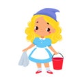 Pretty Girl Cinderella with Cloth and Bucket as Fairy Tale Character Vector Illustration Royalty Free Stock Photo