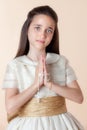 Pretty girl on the day of their communion Royalty Free Stock Photo