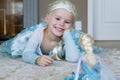 Pretty girl dressed as Disney Frozen Princess Elsa