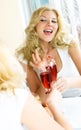 Pretty girl drinking wine Royalty Free Stock Photo