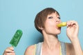 Pretty girl eating ice cream Royalty Free Stock Photo