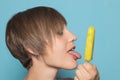 Pretty girl eating ice cream Royalty Free Stock Photo