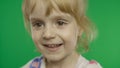 Pretty girl emotionally makes faces and smile. Portrait. Chroma Key