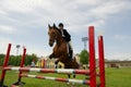 Pretty girl horse jump Royalty Free Stock Photo