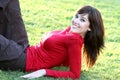 Pretty Girl Laying on Grass Royalty Free Stock Photo