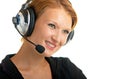 Pretty girl with microphone and headphones Royalty Free Stock Photo