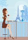 Pretty girl in the Parisian cafe