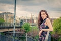 Pretty girl posing on railroad bridge Royalty Free Stock Photo