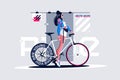 Pretty girl on roadbike Royalty Free Stock Photo