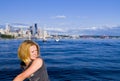 Pretty Girl on a Sailboat Royalty Free Stock Photo