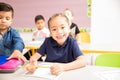 Pretty girl at school with a toothless grin Royalty Free Stock Photo