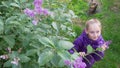 Pretty Girl Sniff Lilac Flowers Spring Garden