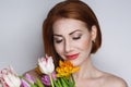 Woman with flowers Royalty Free Stock Photo