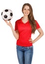 Pretty girl with a soccer ball