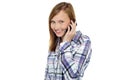 Pretty girl talking to her boyfriend on mobile Royalty Free Stock Photo