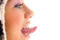 Pretty girl teasing someone with tongue Royalty Free Stock Photo