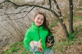 Pretty girl with two chihuahua dogs on the nature Royalty Free Stock Photo