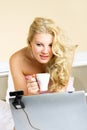 Pretty girl using a web camera Royalty Free Stock Photo