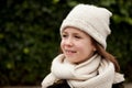 Pretty girl with wool hat in a park Royalty Free Stock Photo